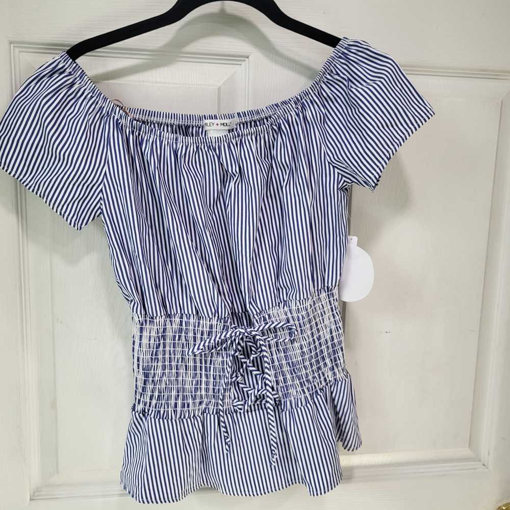 NEW Striped Off-Shoulder Peasant Top - Medium